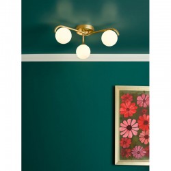Orlena - Satin Gold 3 Light Flush with White Glasses Orlena - Satin Gold 3 Light Flush with White Glasses