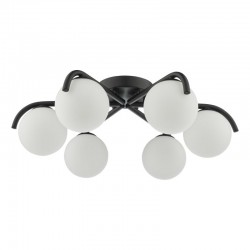 Orlena - Black 6 Light Flush with White Glasses Orlena - Black 6 Light Flush with White Glasses