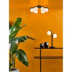 Orlena - Black 6 Light Flush with White Glasses Orlena - Black 6 Light Flush with White Glasses