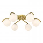Orlena - Satin Gold 6 Light Flush with White Glasses
