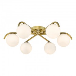 Orlena - Satin Gold 6 Light Flush with White Glasses