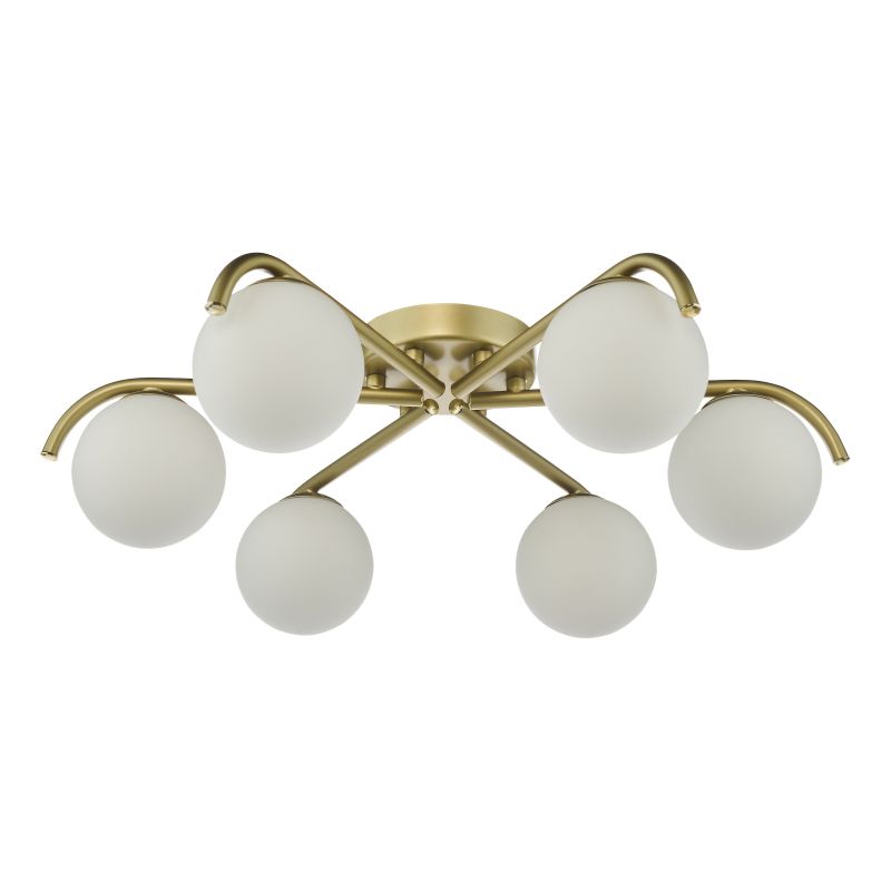 Dar-ORL6435 - Orlena - Satin Gold 6 Light Flush with White Glasses