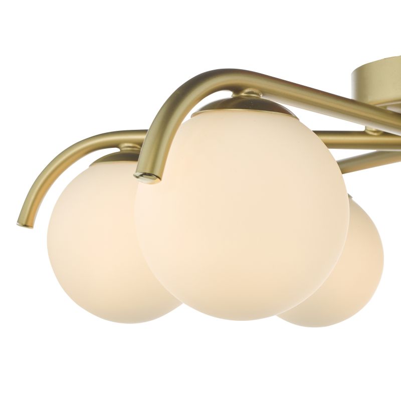 Dar-ORL6435 - Orlena - Satin Gold 6 Light Flush with White Glasses