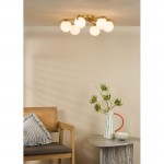 Orlena - Satin Gold 6 Light Flush with White Glasses