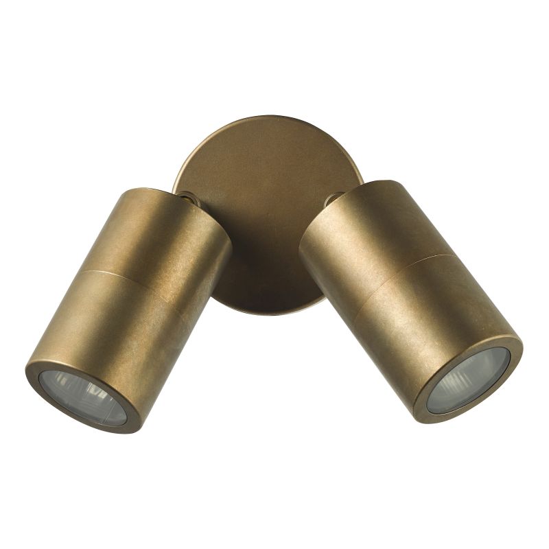 Dar-ORT0975 - Ortega - Outdoor Aged Brass Twin Spotlights