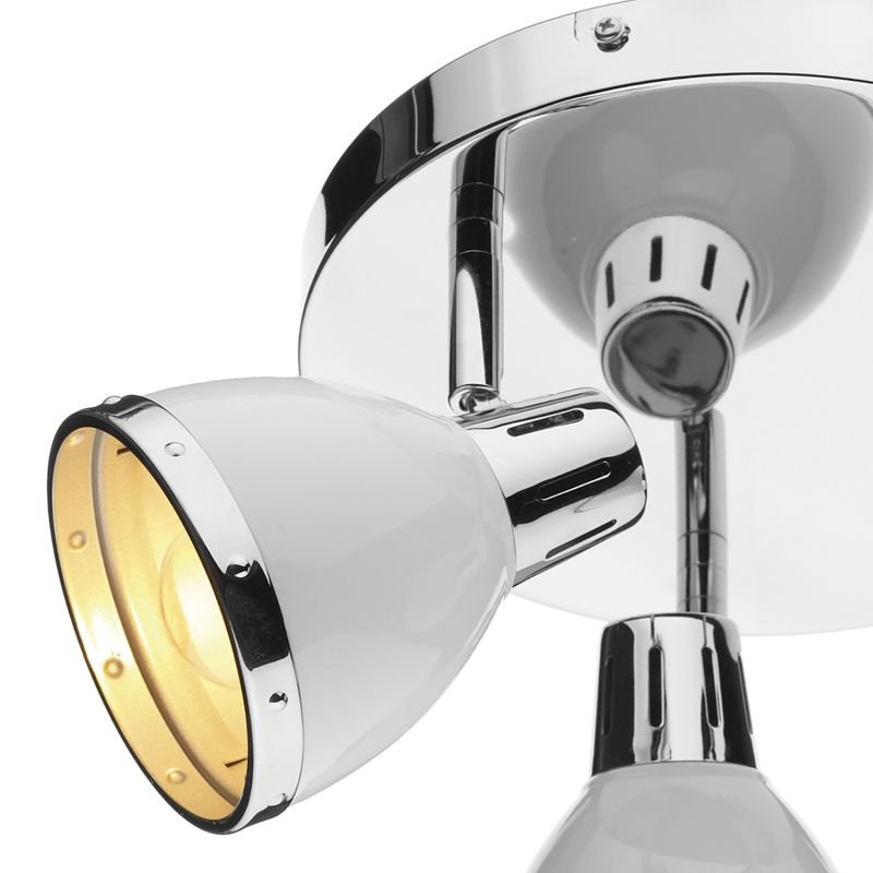 Kitchen Lights - Osaka - Modern White and Polished Chrome Round Plate 3 Spotlights Dar-OSA762 - Osaka - Modern White and Polished Chrome Round Plate 3 Spotlights