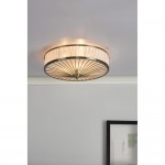 Oslo - Antique Brass 3 Light Flush with Decorative Organza Ribbon  Oslo - Antique Brass 3 Light Flush with Decorative Organza Ribbon