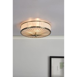 Oslo - Antique Brass 3 Light Flush with Decorative Organza Ribbon  Oslo - Antique Brass 3 Light Flush with Decorative Organza Ribbon
