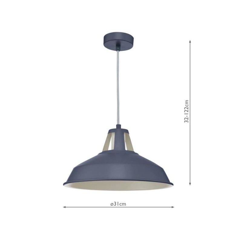 Ceiling Lights - Owain - Matt Blue Single Pendant Wisebuys-OWA0123 - Owain - Matt Blue Single Pendant