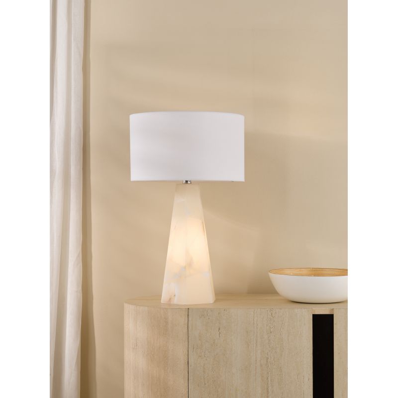 Dar-PAG4234 - Paget - Base Only - Alabaster & Matt Antique Brass Table Lamp