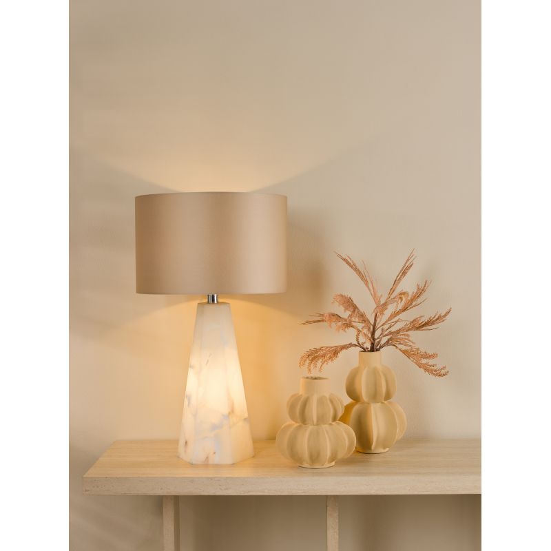 Dar-PAG4234 - Paget - Base Only - Alabaster & Matt Antique Brass Table Lamp