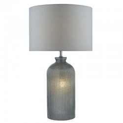 Pamplona - Grey Ribbed Glass Table Lamp with Grey Shade Pamplona - Grey Ribbed Glass Table Lamp with Grey Shade