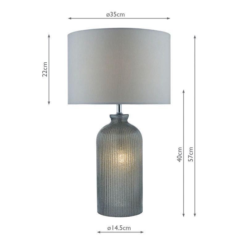 Dar-PAM4239 - Pamplona - Grey Ribbed Glass Table Lamp with Grey Shade