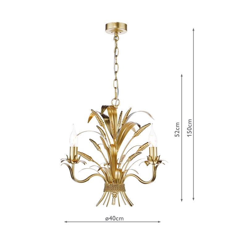 Dar-PHA0335 - Phaedra - Gold 3 Light Centre Fitting