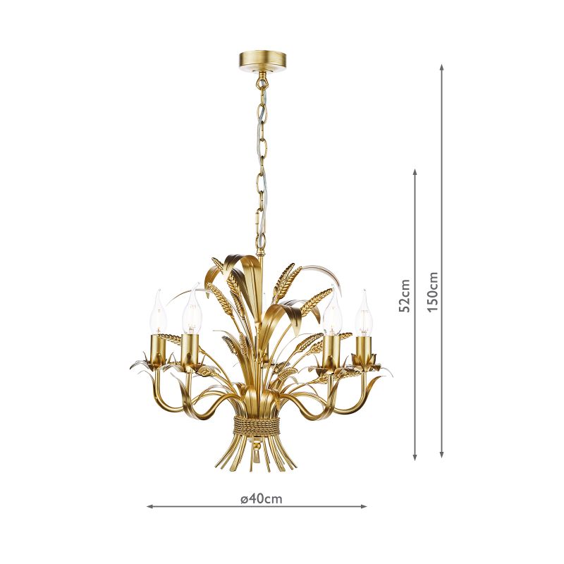 Dar-PHA0535 - Phaedra - Gold 5 Light Centre Fitting