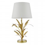 Phaedra - Gold Table Lamp with Natural Linen Shade