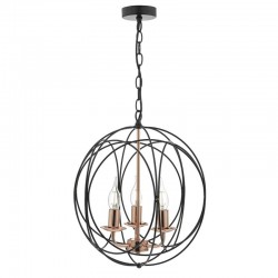 Phoenix - Black and Copper Globe 3 Light Hanging Pendant Phoenix - Black and Copper Globe 3 Light Hanging Pendant