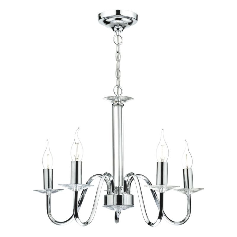 Wisebuys-PIQ0550 - Pique - Polished Chrome with Crystal 5 Light Centre Fitting