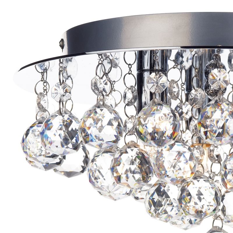 Dar-PLU5250 - Pluto - Polished Chrome with Crystal Balls 3 Light Ceiling Lamp