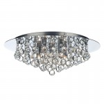 Pluto - Polished Chrome 5 Light Ceiling Lamp with Crystal Balls 