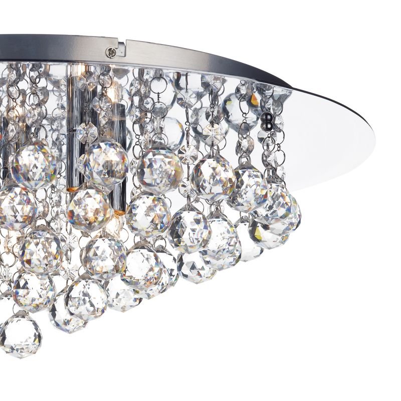 Dar-PLU5450 - Pluto - Polished Chrome with Crystal Balls 5 Light Ceiling Lamp