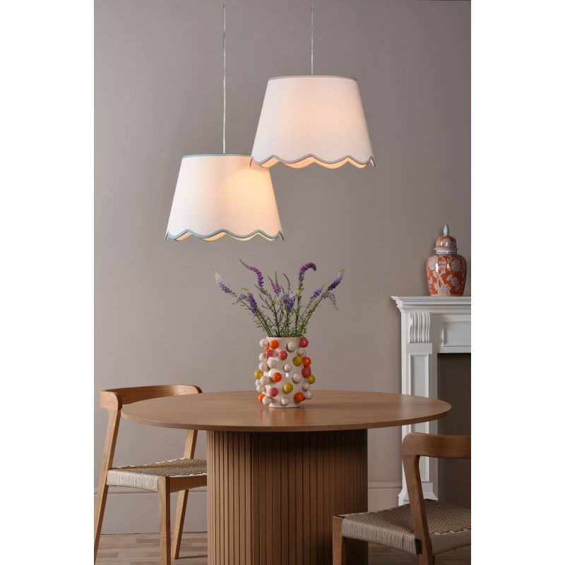 Dar_Vol3-POM1823 - Poma - Shade Only - 45 cm Natural Linen with Blue Shade