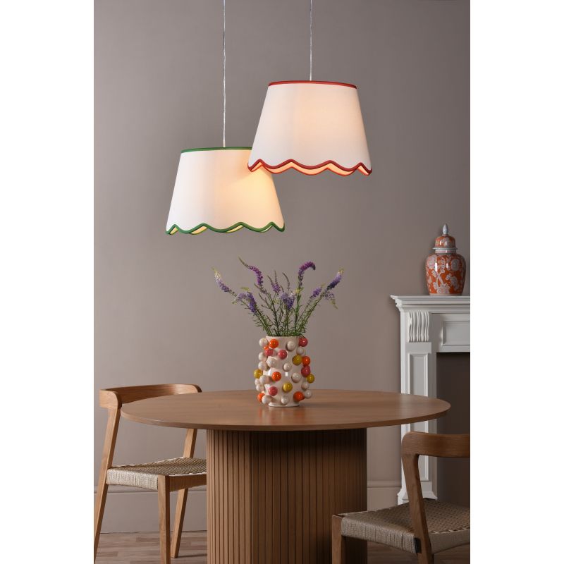 Dar_Vol3-POM1825 - Poma - Shade Only - 45 cm Natural Linen with Red Shade