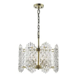 Porthos - Antique Brass 8 Light Centre Fitting with Decorative Glass