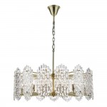 Porthos - Antique Brass 15 Light Centre Fitting with Decorative Glass
