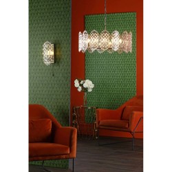 Porthos - Antique Brass 15 Light Centre Fitting with Decorative Glass