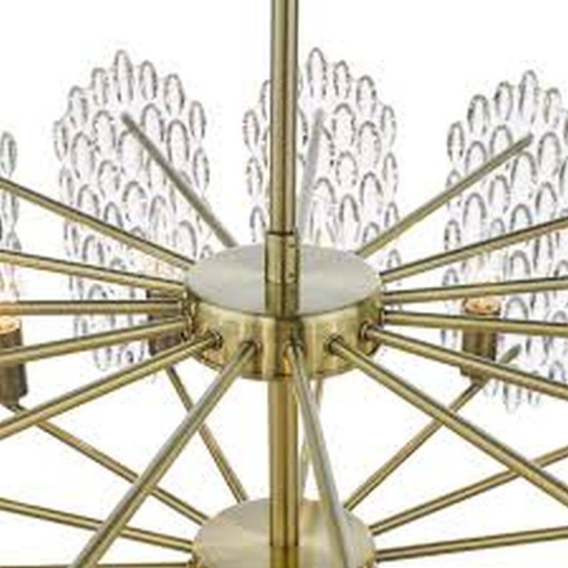 Dar-POR1575 - Porthos - Antique Brass 15 Light Centre Fitting with Decorative Glass