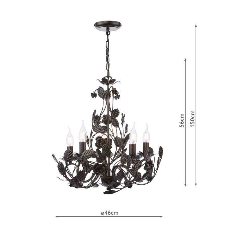 Dar-PRI0554 - Priscilla - Bronze & Black 5 Light Centre Fitting