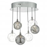 Quinn - Chrome 6 Light Centre Fitting with Clear & Smoky Glass