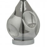 Quinn - Smoked Glass Table Lamp with Grey Fabric Shade