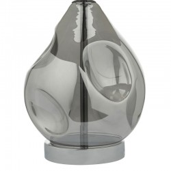 Quinn - Smoked Glass Table Lamp with Grey Fabric Shade Quinn - Smoked Glass Table Lamp with Grey Fabric Shade