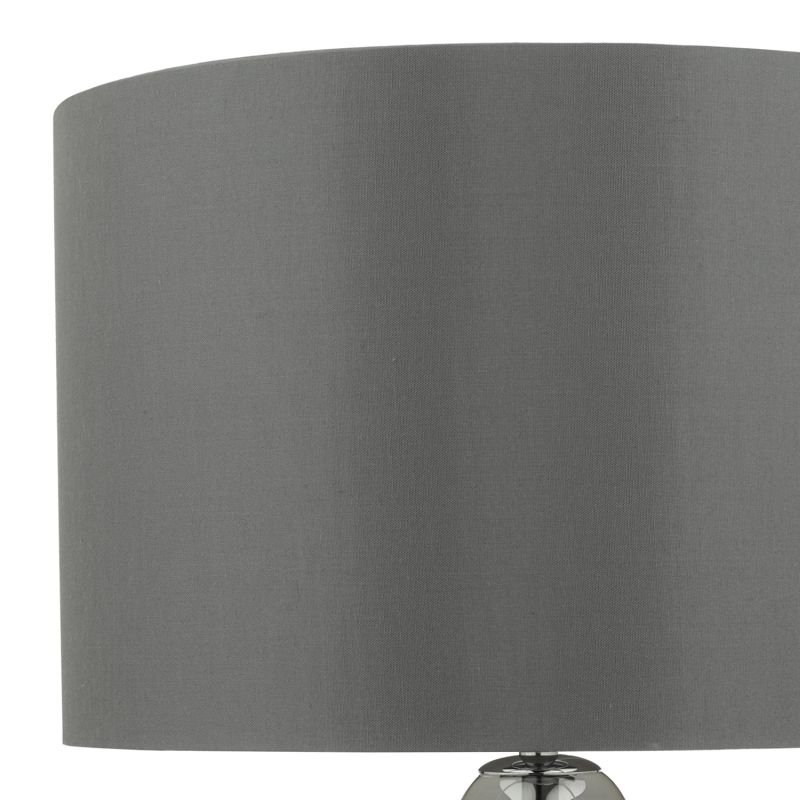 Dar-QUI4210 - Quinn - Grey Fabric Shade with Smoky Glass Table Lamp