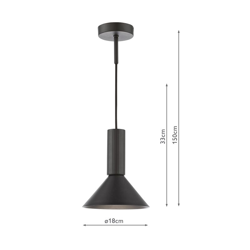 Dar-RAG0122 - Ragnar - Satin Black Pendant or Wall Lamp