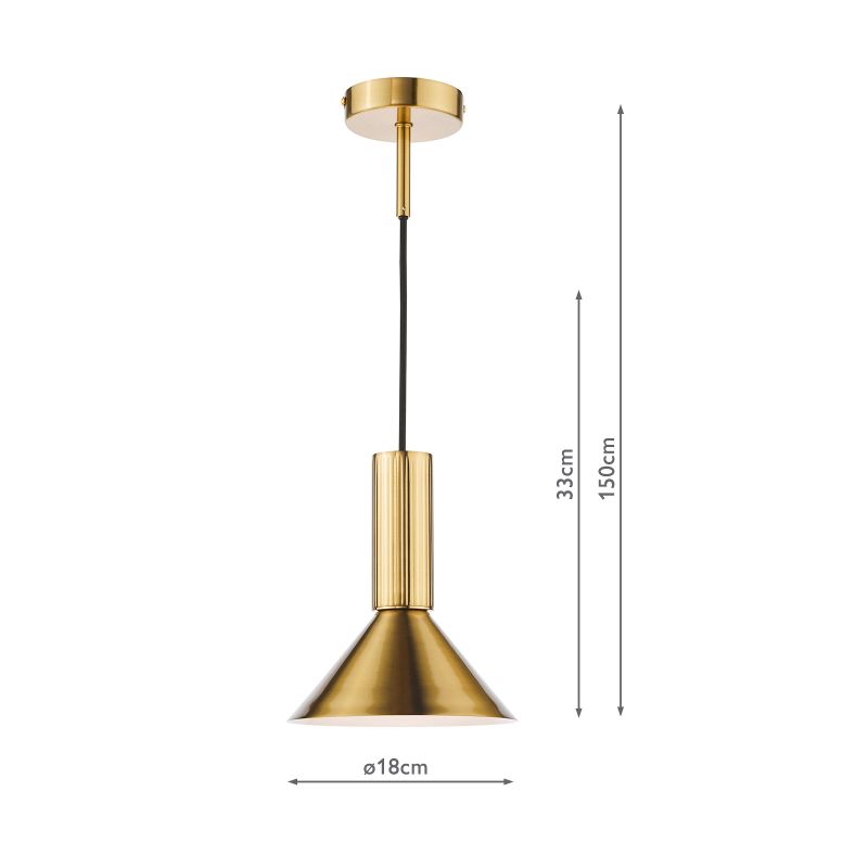 Dar-RAG0140 - Ragnar - Natural Brass Pendant or Wall Lamp