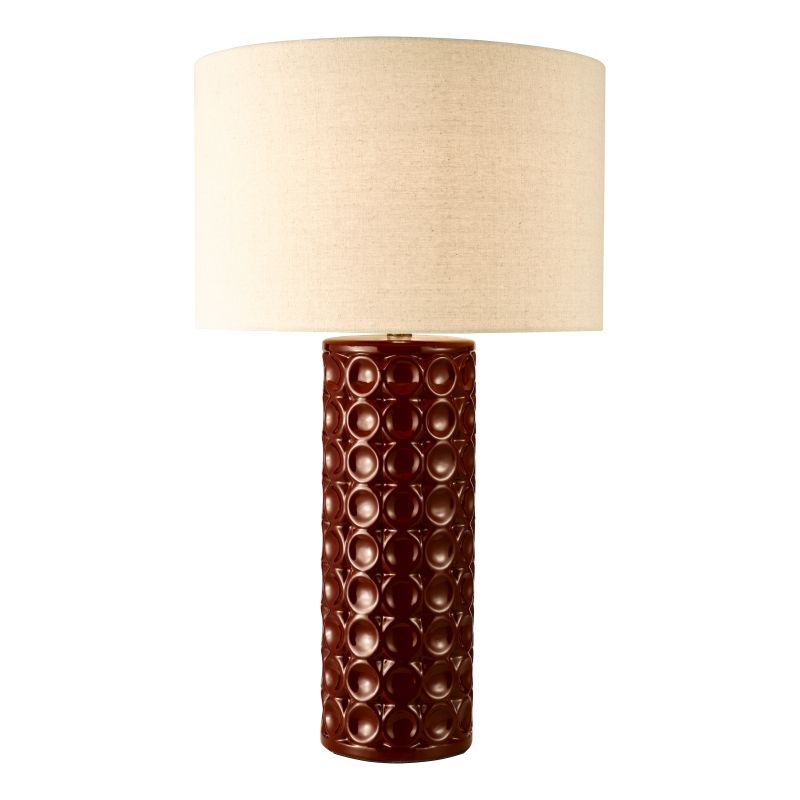 Dar-RAJ4225 - Raja - Red Ceramic Table Lamp with Natural Linen Shade