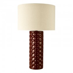 Raja - Red Ceramic Table Lamp with Natural Linen Shade