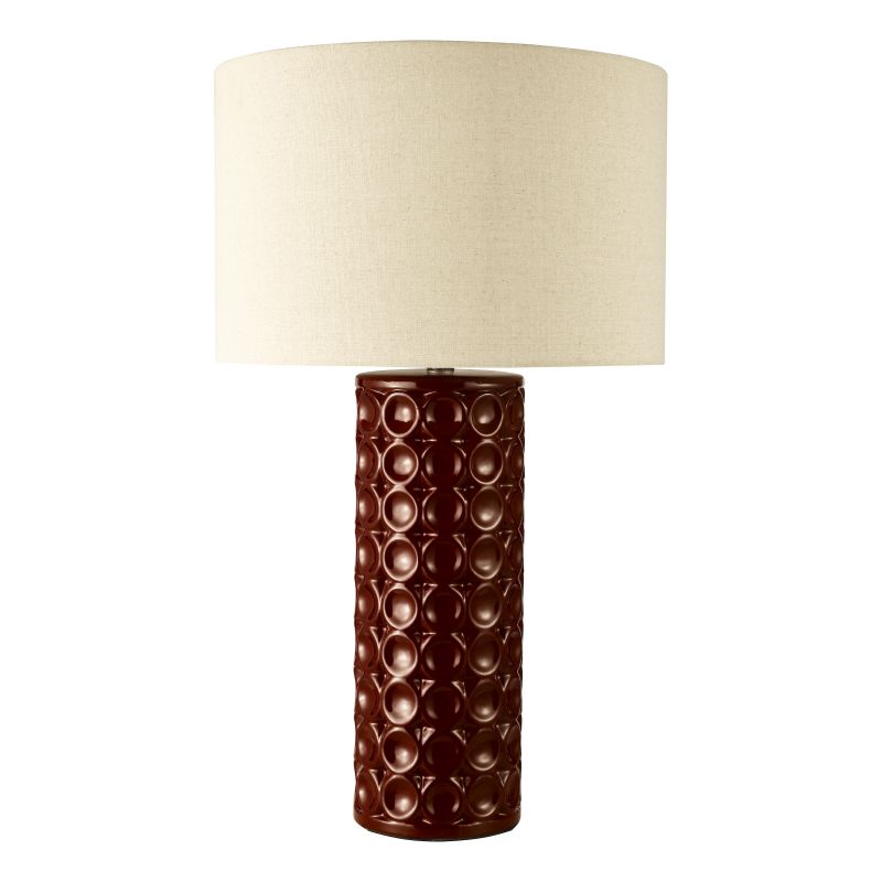 Dar-RAJ4225 - Raja - Red Ceramic Table Lamp with Natural Linen Shade