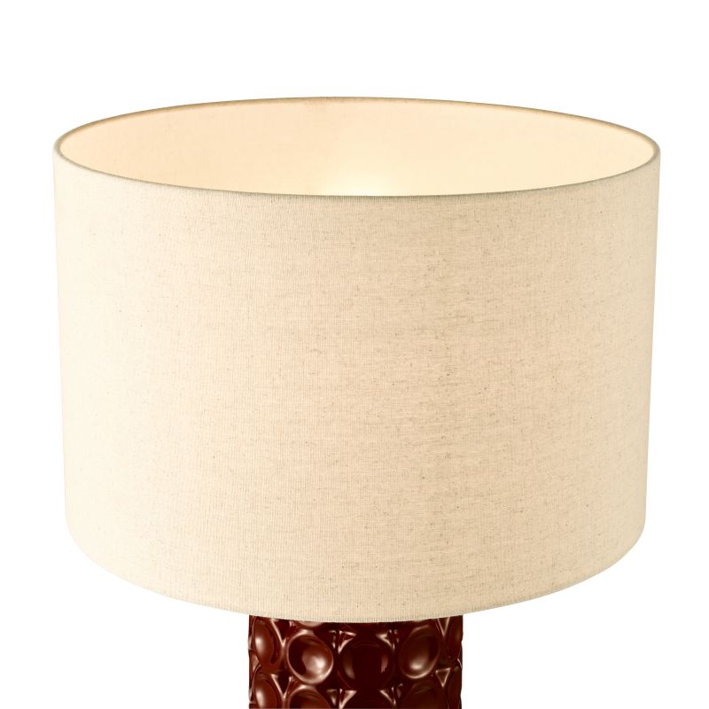 Dar-RAJ4225 - Raja - Red Ceramic Table Lamp with Natural Linen Shade