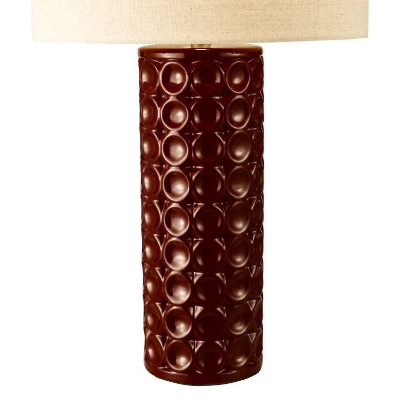 Dar-RAJ4225 - Raja - Red Ceramic Table Lamp with Natural Linen Shade