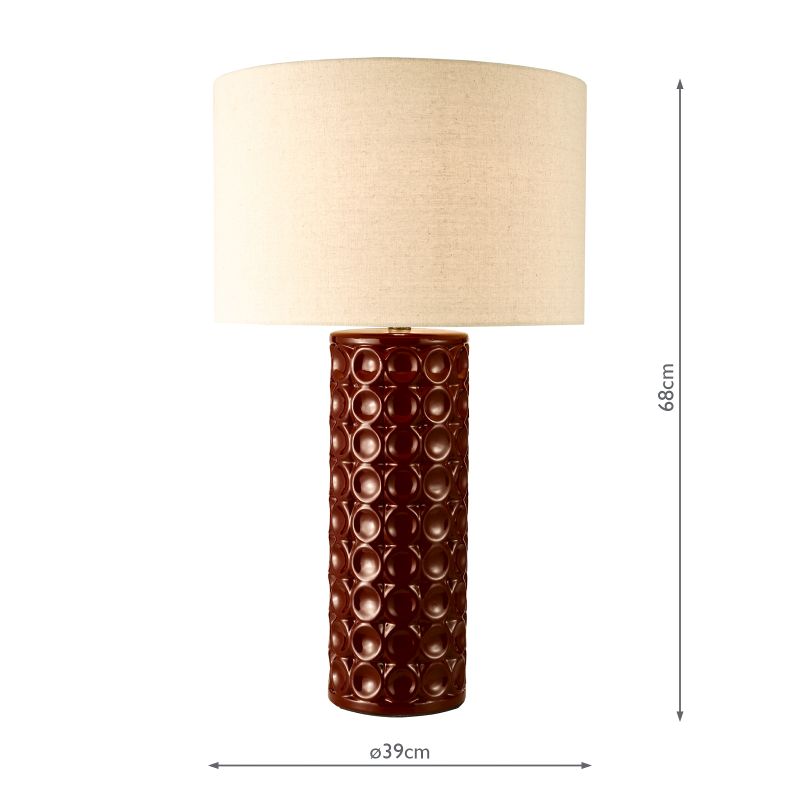 Dar-RAJ4225 - Raja - Red Ceramic Table Lamp with Natural Linen Shade