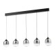 Dar-RAM0522 - Ramona - Matt Black 5 Light LED over Island Fitting with Smoked Ombre Glass