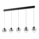 Dar-RAM0522 - Ramona - Matt Black 5 Light LED over Island Fitting with Smoked Ombre Glass