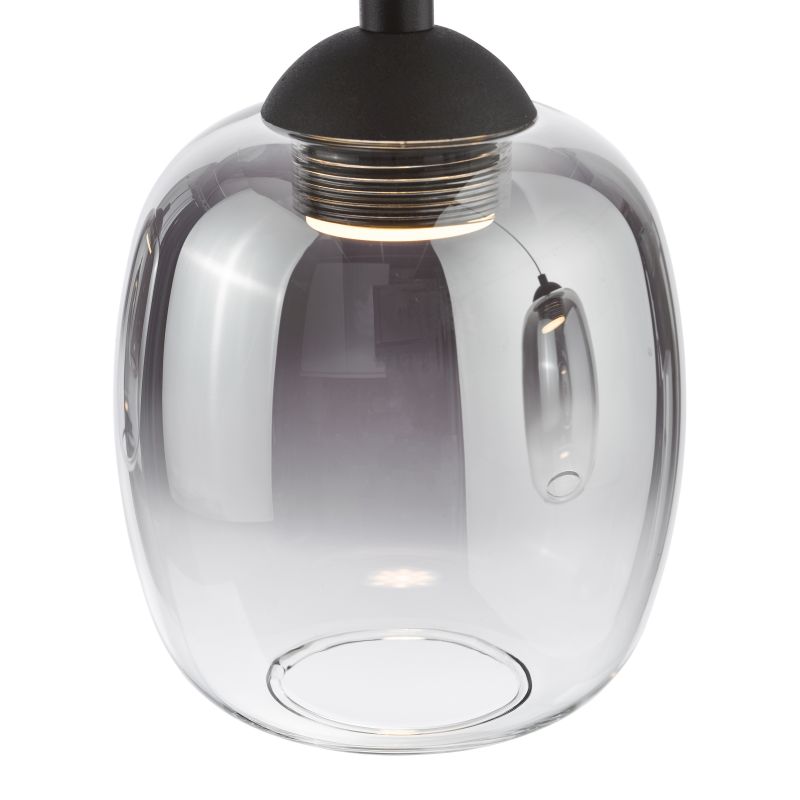 Dar-RAM0522 - Ramona - Matt Black 5 Light LED over Island Fitting with Smoked Ombre Glass