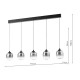 Dar-RAM0522 - Ramona - Matt Black 5 Light LED over Island Fitting with Smoked Ombre Glass