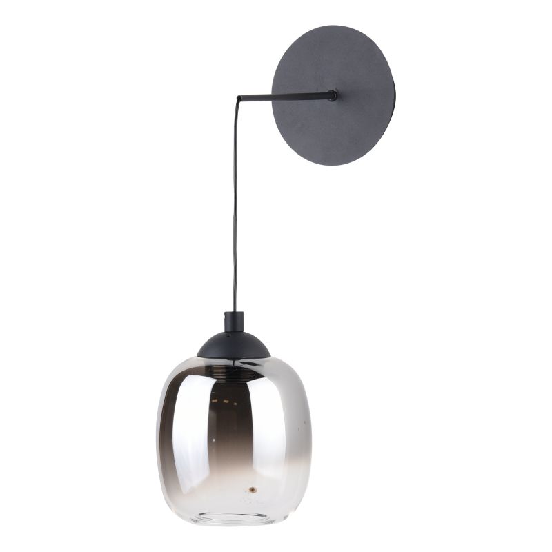 Dar-RAM0722 - Ramona - Matt Black LED Pendant or Wall Lamp with Smoked Ombre Glass