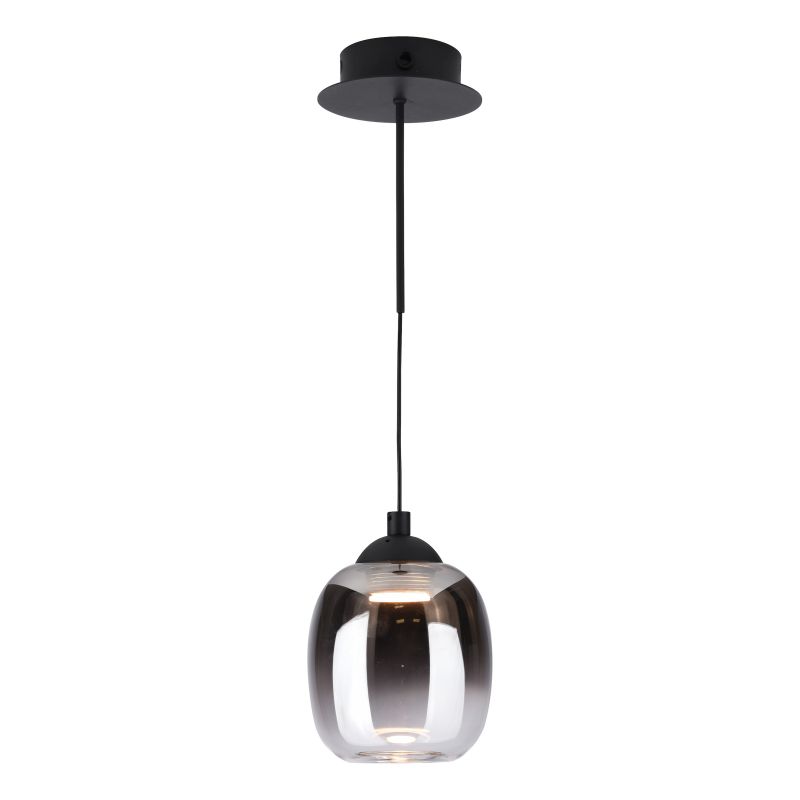 Dar-RAM0722 - Ramona - Matt Black LED Pendant or Wall Lamp with Smoked Ombre Glass